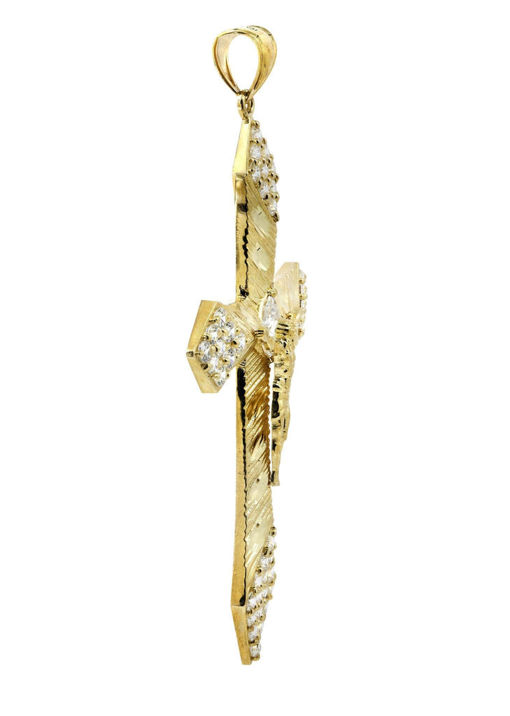 Big Gold Cross & Cz 10K Yellow Gold Pendant. | 13 Grams MEN'S PENDANTS FROST NYC 