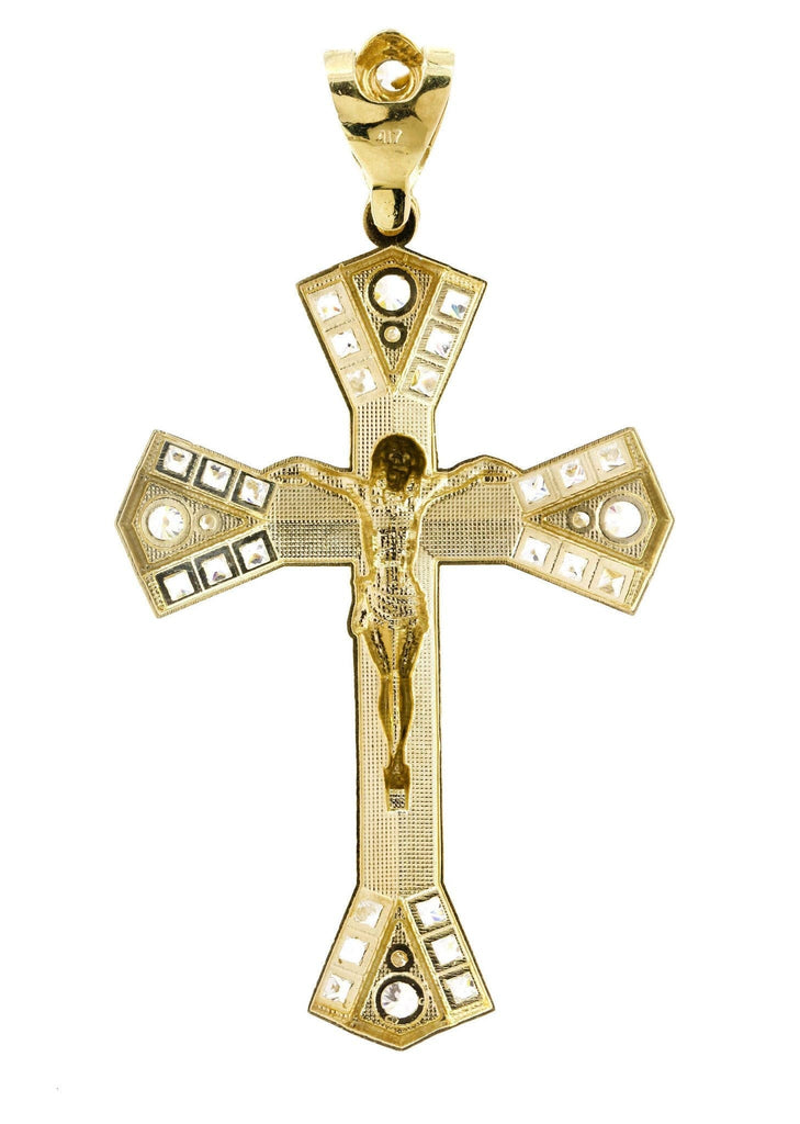 Big Gold Cross & Cz 10K Yellow Gold Pendant. | 14.1 Grams MEN'S PENDANTS FROST NYC 