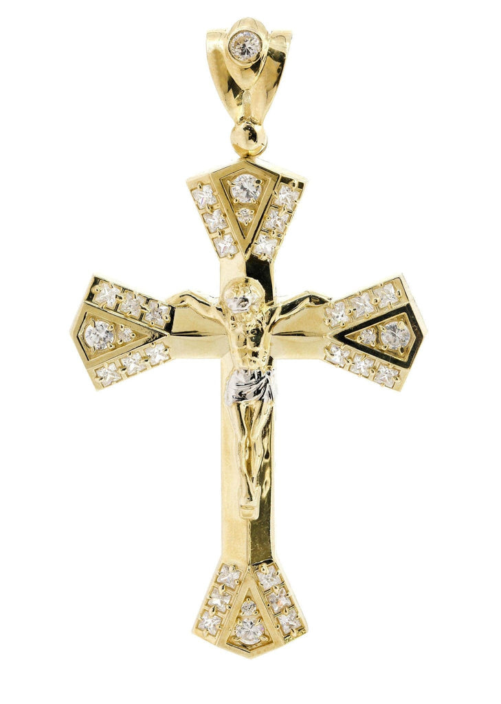 Big Gold Cross & Cz 10K Yellow Gold Pendant. | 14.1 Grams MEN'S PENDANTS FROST NYC 