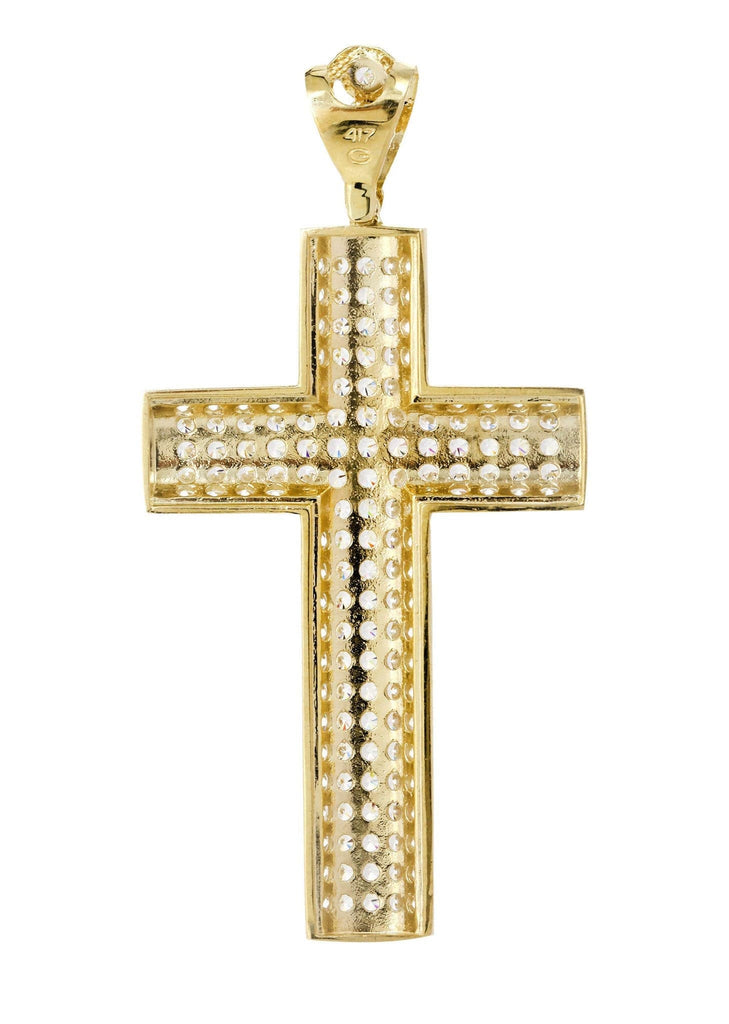 Big Gold Cross & Cz 10K Yellow Gold Pendant. | 17.4 Grams MEN'S PENDANTS FROST NYC 