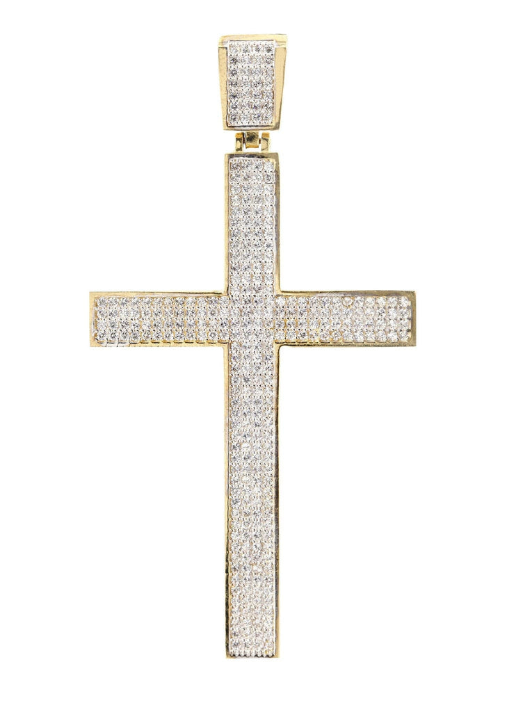 Big Gold Cross & Cz 10K Yellow Gold Pendant. | 21 Grams MEN'S PENDANTS FROST NYC 