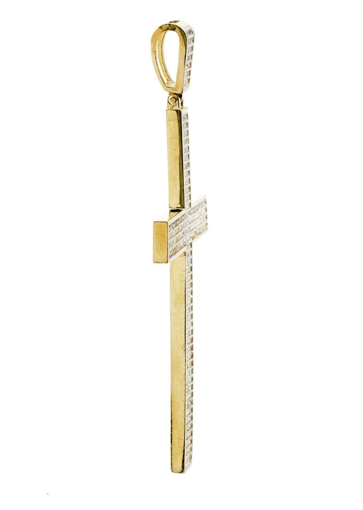 Big Gold Cross & Cz 10K Yellow Gold Pendant. | 21 Grams MEN'S PENDANTS FROST NYC 