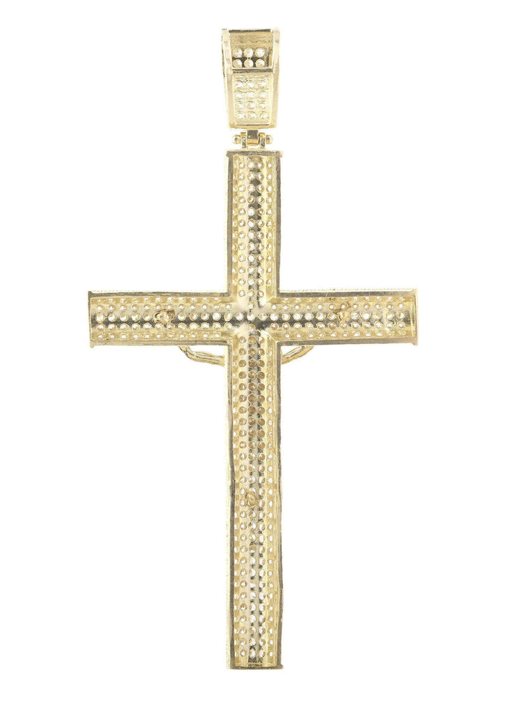 Big Gold Cross & Cz 10K Yellow Gold Pendant. | 9.2 Grams MEN'S PENDANTS FROST NYC 