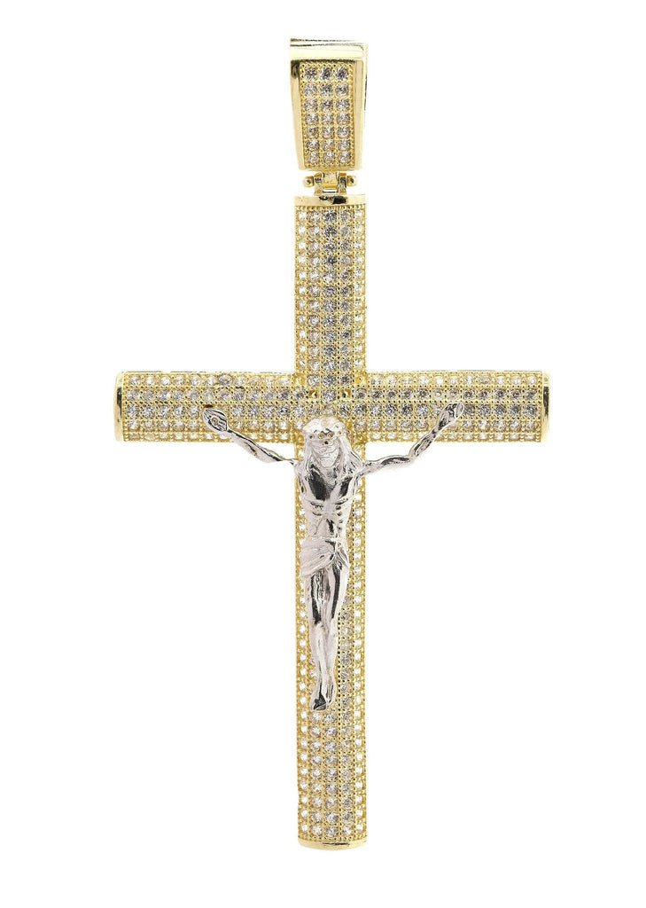 Big Gold Cross & Cz 10K Yellow Gold Pendant. | 9.2 Grams MEN'S PENDANTS FROST NYC 