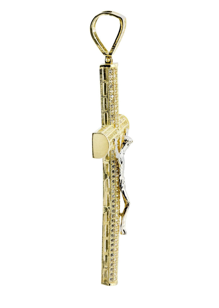 Big Gold Cross & Cz 10K Yellow Gold Pendant. | 9.2 Grams MEN'S PENDANTS FROST NYC 