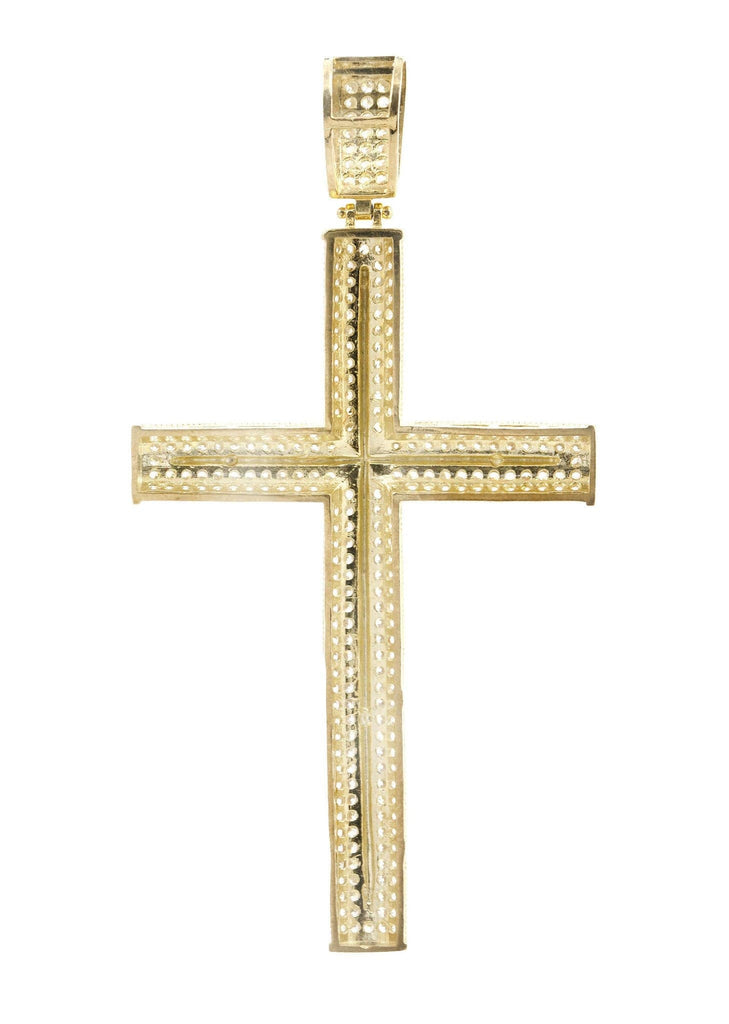 Big Gold Cross & Cz 10K Yellow Gold Pendant. | 7.7 Grams MEN'S PENDANTS FROST NYC 