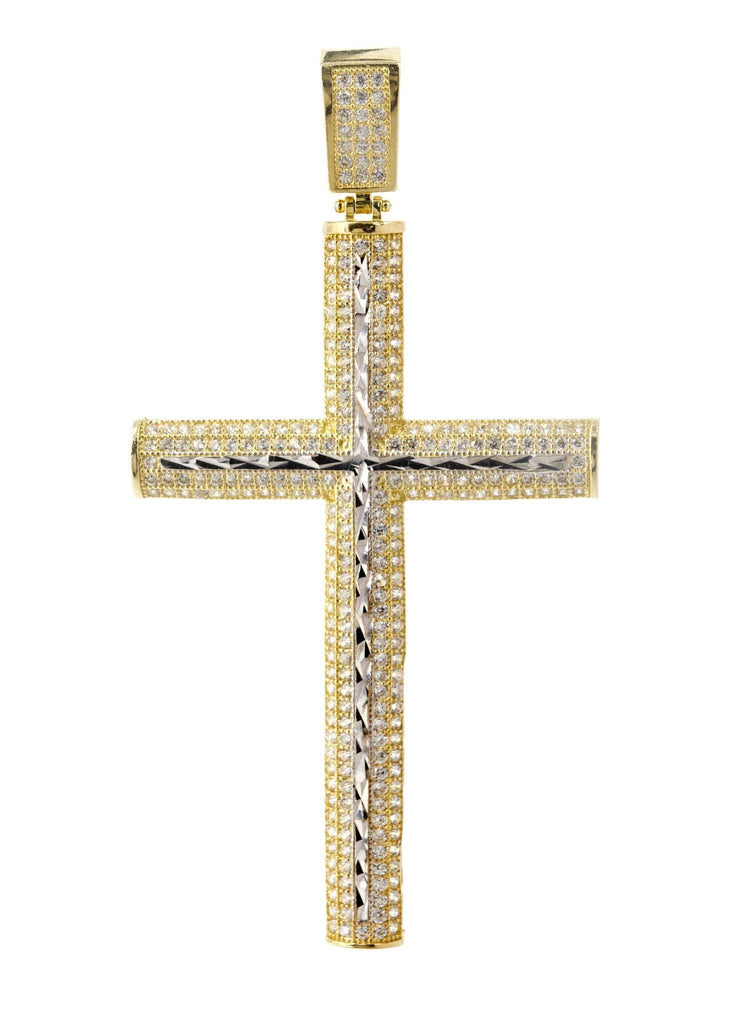 Big Gold Cross & Cz 10K Yellow Gold Pendant. | 7.7 Grams MEN'S PENDANTS FROST NYC 