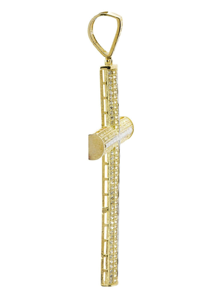 Big Gold Cross & Cz 10K Yellow Gold Pendant. | 7.7 Grams MEN'S PENDANTS FROST NYC 