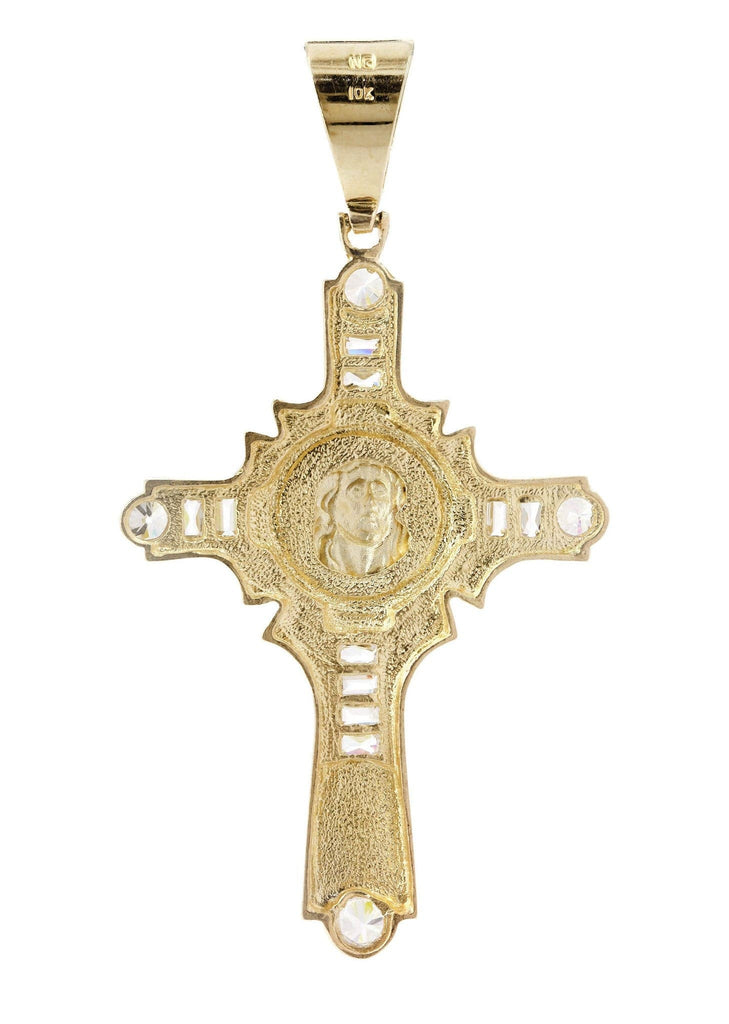 Big Gold Cross & Cz 10K Yellow Gold Pendant. | 13.5 Grams MEN'S PENDANTS FROST NYC 