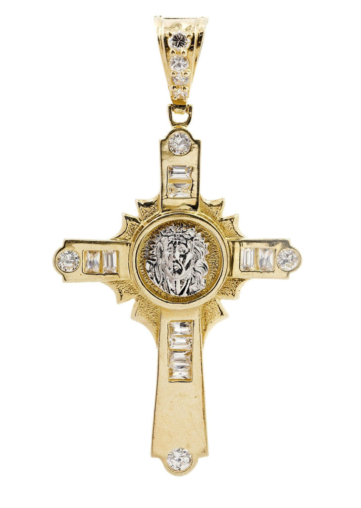 Big Gold Cross & Cz 10K Yellow Gold Pendant. | 13.5 Grams MEN'S PENDANTS FROST NYC 