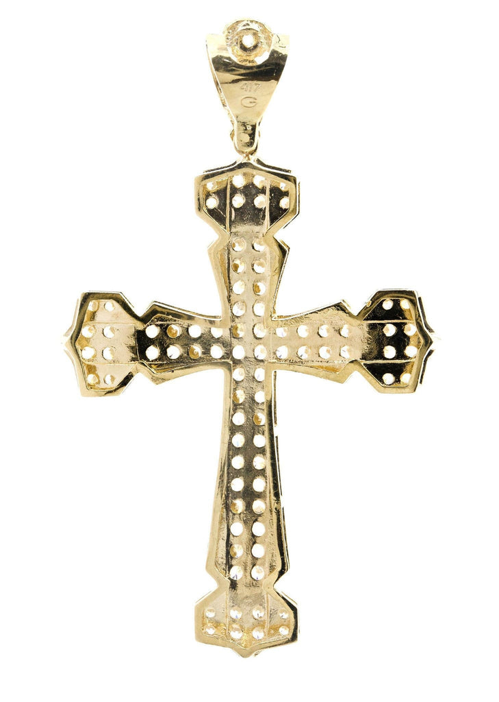 Big Gold Cross & Cz 10K Yellow Gold Pendant. | 16.7 Grams MEN'S PENDANTS FROST NYC 