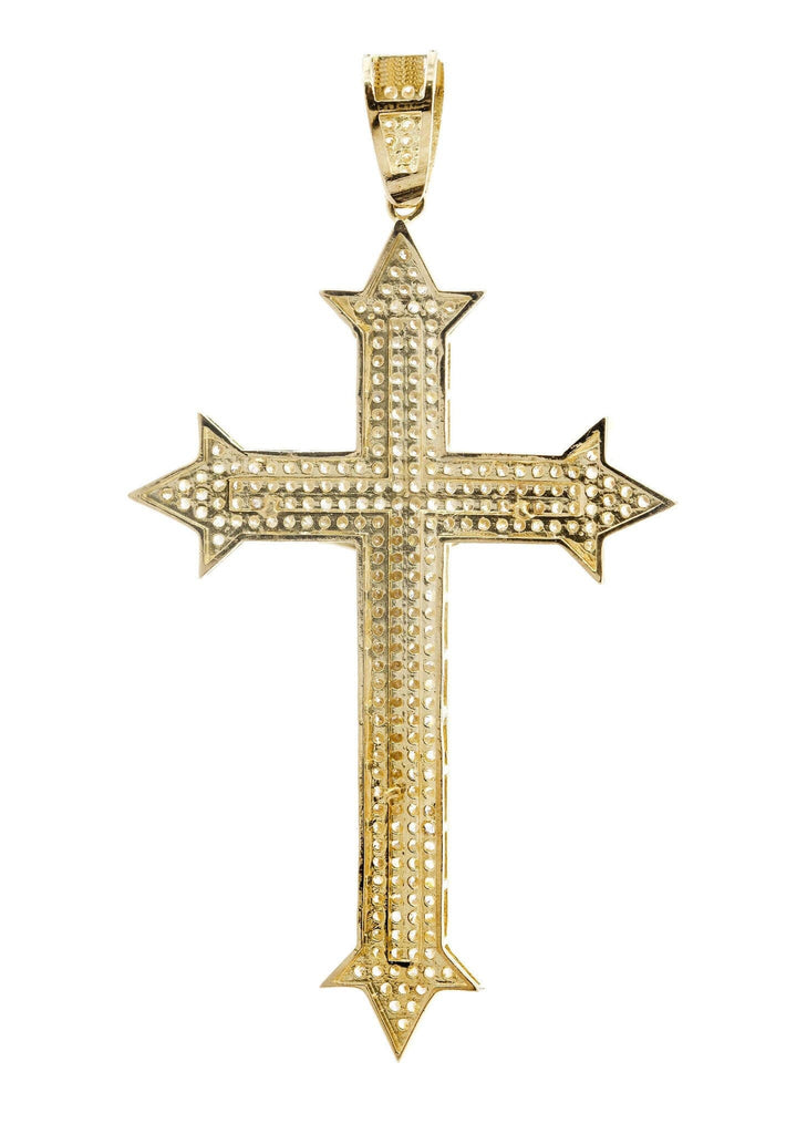 Big Gold Cross & Cz 10K Yellow Gold Pendant. | 8.6 Grams MEN'S PENDANTS FROST NYC 