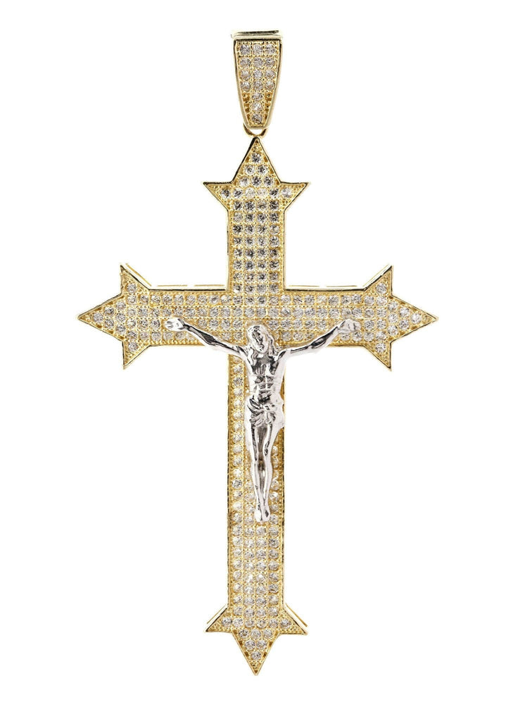 Big Gold Cross & Cz 10K Yellow Gold Pendant. | 8.6 Grams MEN'S PENDANTS FROST NYC 