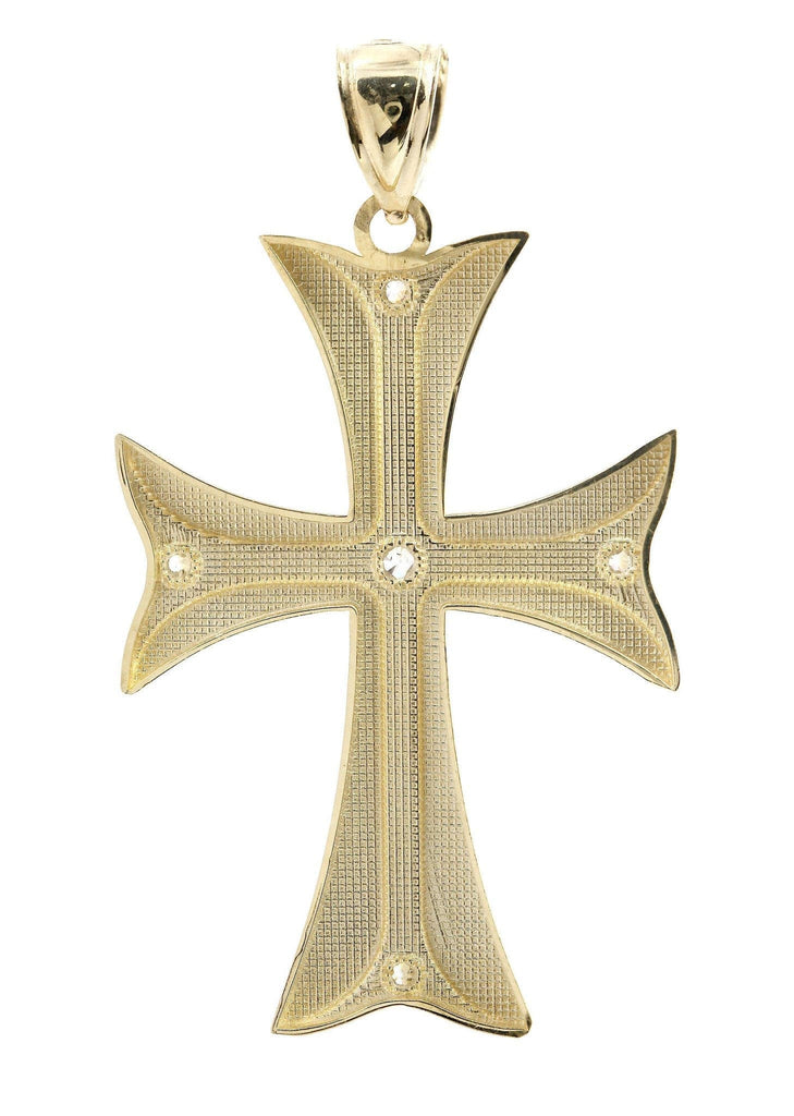 Big Gold Cross & Cz 10K Yellow Gold Pendant. | 7.6 Grams MEN'S PENDANTS FROST NYC 