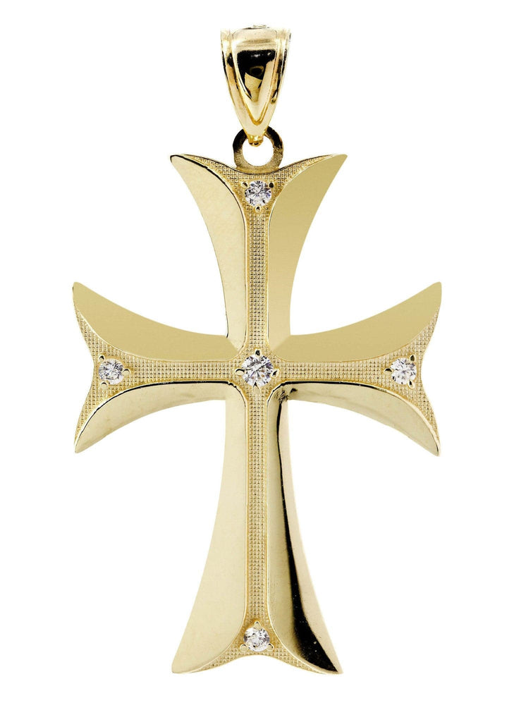 Big Gold Cross & Cz 10K Yellow Gold Pendant. | 7.6 Grams MEN'S PENDANTS FROST NYC 