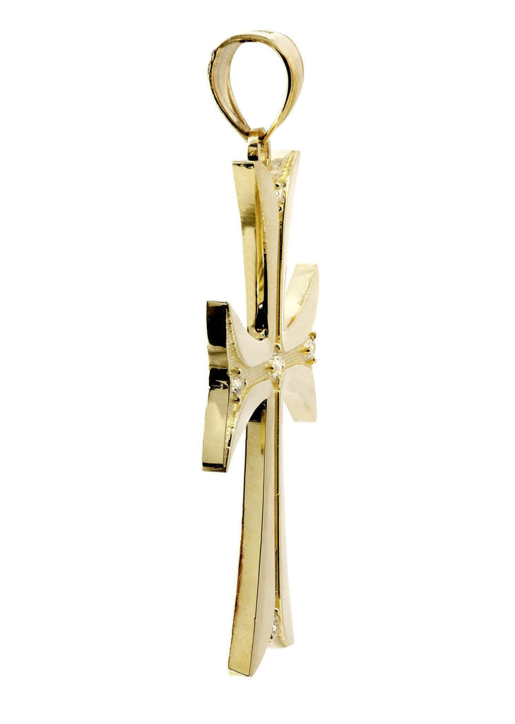 Big Gold Cross & Cz 10K Yellow Gold Pendant. | 7.6 Grams MEN'S PENDANTS FROST NYC 