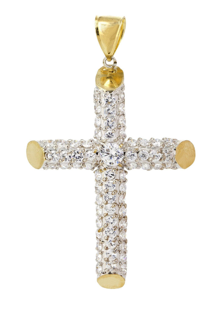 Big Gold Cross & Cz 10K Yellow Gold Pendant. | 17.3 Grams MEN'S PENDANTS FROST NYC 