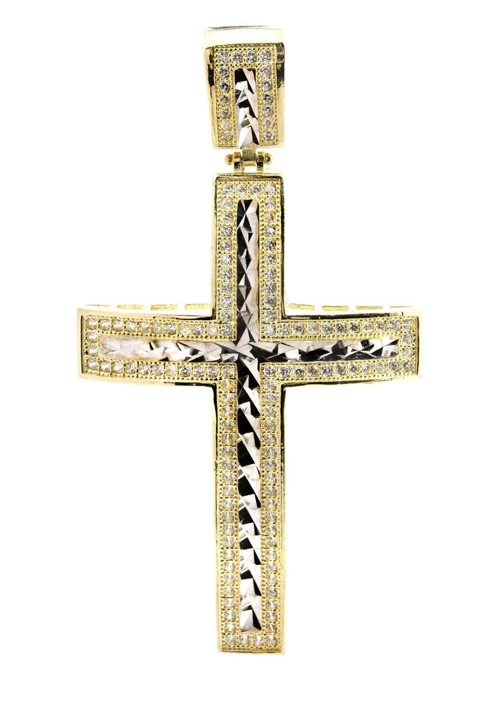 Big Gold Cross & Cz 10K Yellow Gold Pendant. | 7.7 Grams MEN'S PENDANTS FROST NYC 