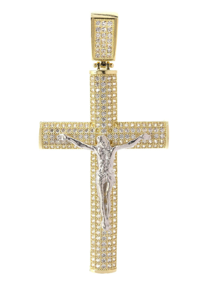 Big Gold Cross & Cz 10K Yellow Gold Pendant. | 7.4 Grams MEN'S PENDANTS FROST NYC 