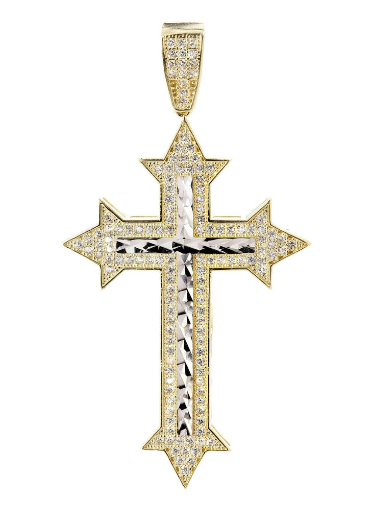 Big Gold Cross & Cz 10K Yellow Gold Pendant. | 6.1 Grams MEN'S PENDANTS FROST NYC 