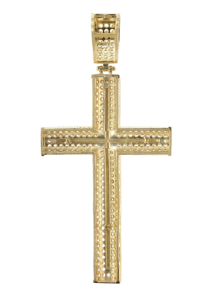 Big Gold Cross & Cz 10K Yellow Gold Pendant. | 7.9 Grams MEN'S PENDANTS FROST NYC 