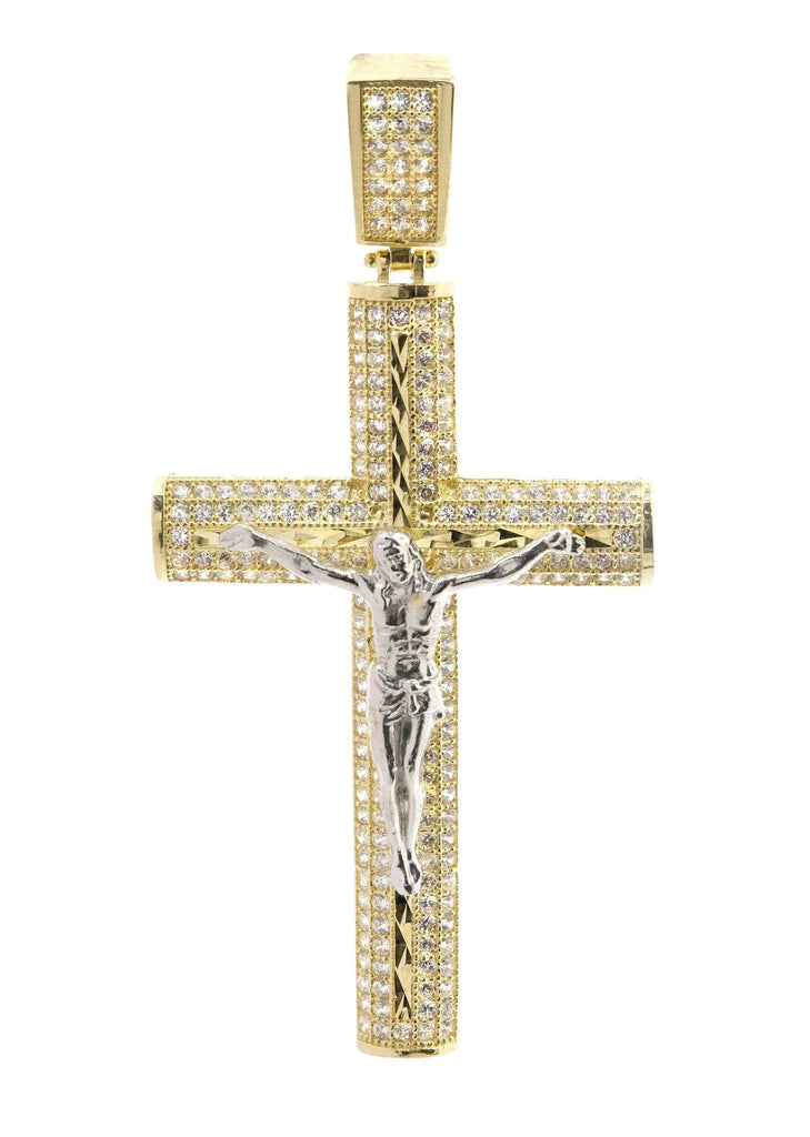 Big Gold Cross & Cz 10K Yellow Gold Pendant. | 7.9 Grams MEN'S PENDANTS FROST NYC 