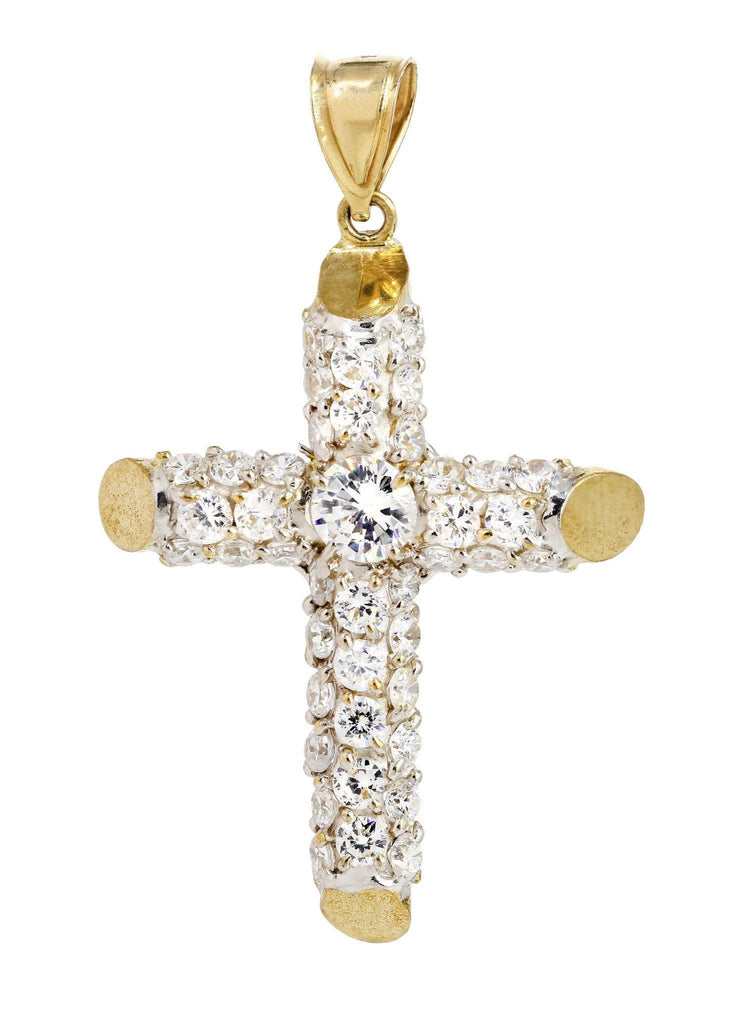 Big Gold Cross & Cz 10K Yellow Gold Pendant. | 9.2 Grams MEN'S PENDANTS FROST NYC 