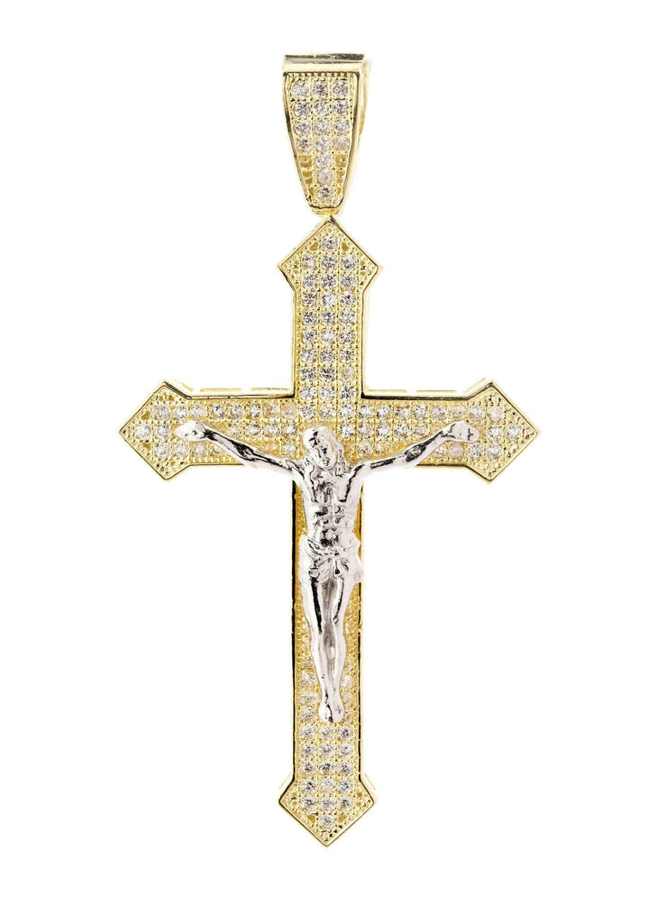 Medium Cross & Cz 10K Yellow Gold Pendant. | 6 Grams MEN'S PENDANTS FROST NYC 