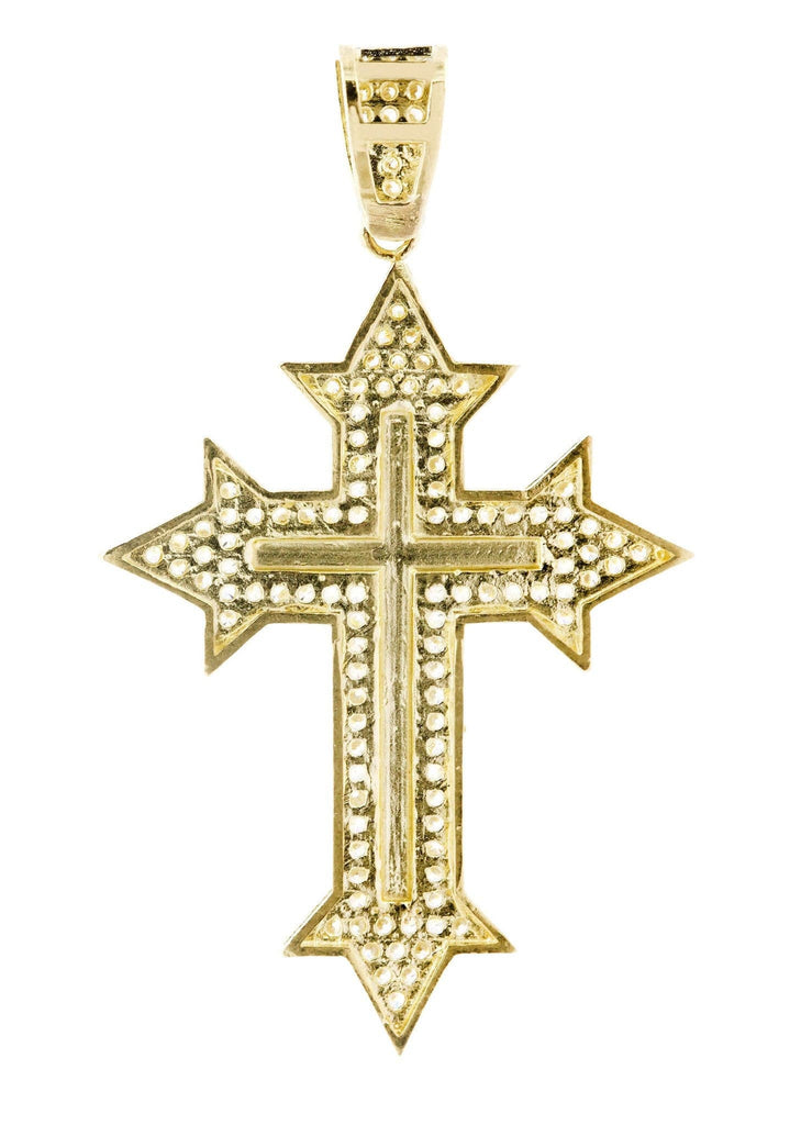 Medium Cross & Cz 10K Yellow Gold Pendant. | 5.3 Grams MEN'S PENDANTS FROST NYC 