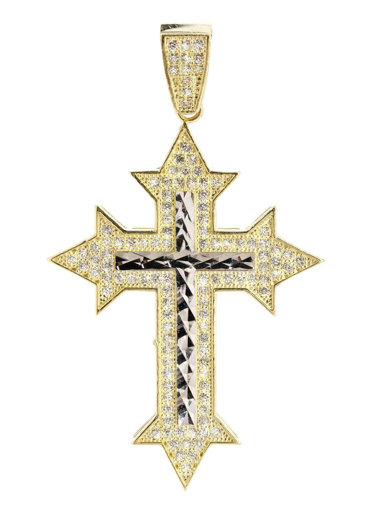 Medium Cross & Cz 10K Yellow Gold Pendant. | 5.3 Grams MEN'S PENDANTS FROST NYC 