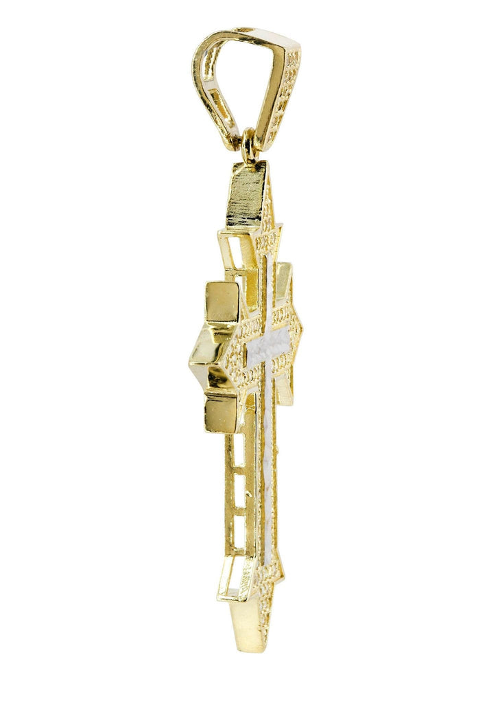 Medium Cross & Cz 10K Yellow Gold Pendant. | 5.3 Grams MEN'S PENDANTS FROST NYC 