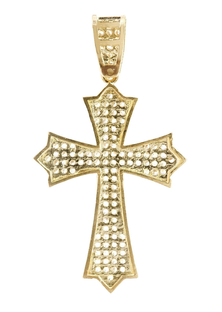 Medium Cross & Cz 10K Yellow Gold Pendant. | 3.9 Grams MEN'S PENDANTS FROST NYC 