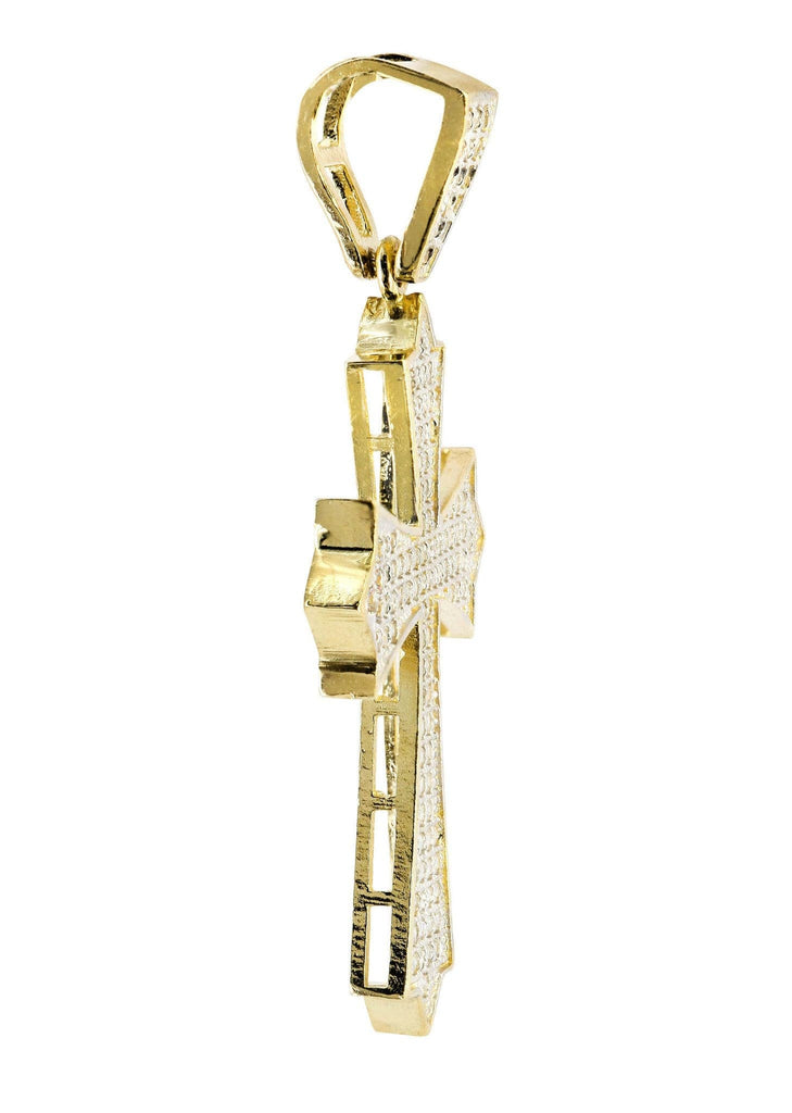 Medium Cross & Cz 10K Yellow Gold Pendant. | 3.9 Grams MEN'S PENDANTS FROST NYC 