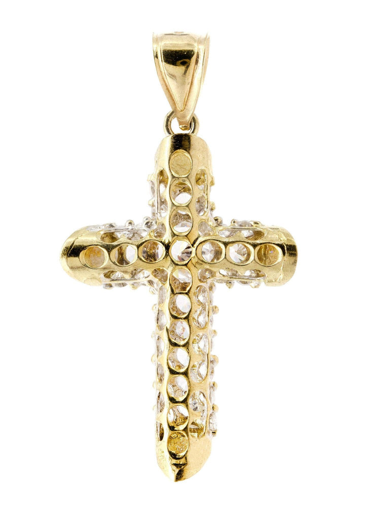 Medium Cross & Cz 10K Yellow Gold Pendant. | 6.3 Grams MEN'S PENDANTS FROST NYC 