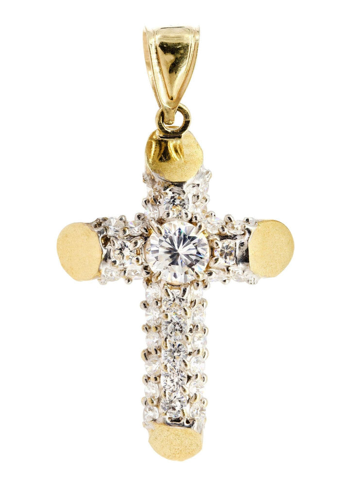 Medium Cross & Cz 10K Yellow Gold Pendant. | 6.3 Grams MEN'S PENDANTS FROST NYC 