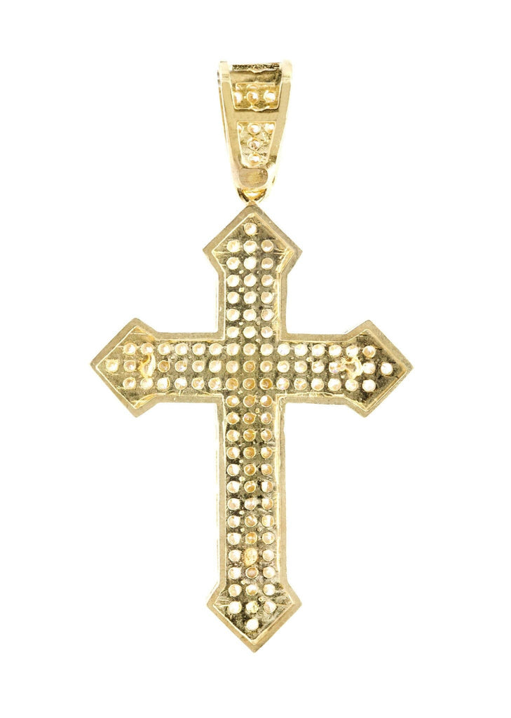 Medium Cross & Cz 10K Yellow Gold Pendant. | 4.5 Grams MEN'S PENDANTS FROST NYC 