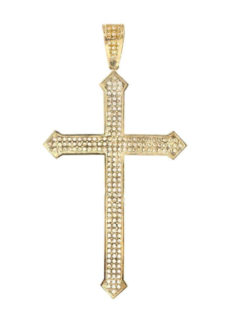 Big Gold Cross & Cz 10K Yellow Gold Pendant. | 6.4 Grams MEN'S PENDANTS FROST NYC 