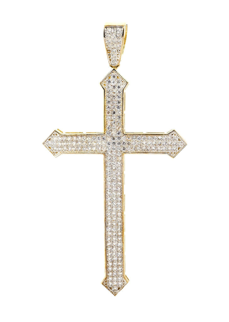 Big Gold Cross & Cz 10K Yellow Gold Pendant. | 6.4 Grams MEN'S PENDANTS FROST NYC 