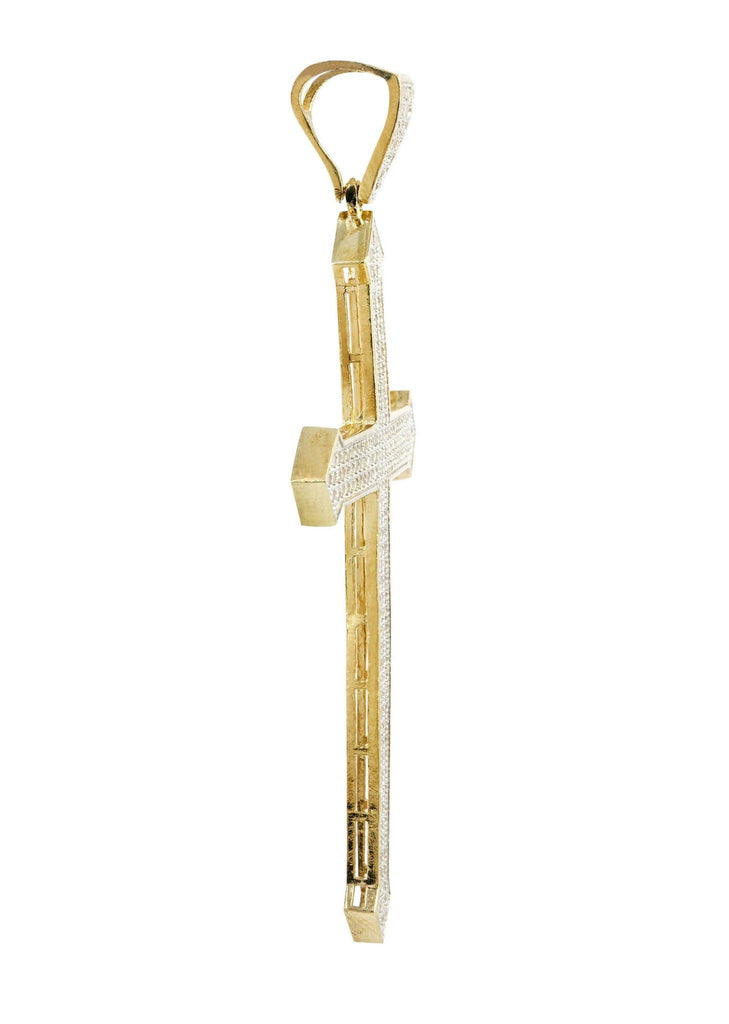 Big Gold Cross & Cz 10K Yellow Gold Pendant. | 6.4 Grams MEN'S PENDANTS FROST NYC 