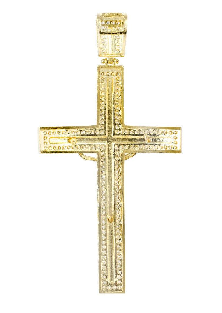 Big Gold Cross & Cz 10K Yellow Gold Pendant. | 10.8 Grams MEN'S PENDANTS FROST NYC 