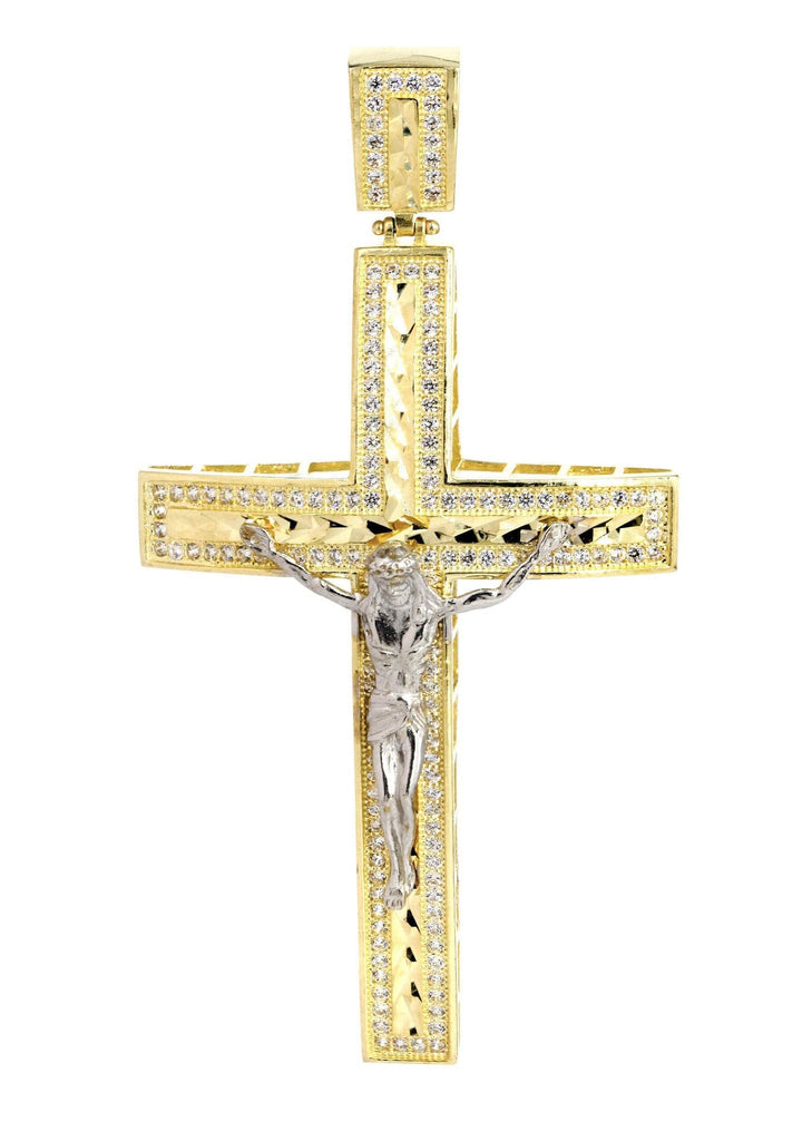 Big Gold Cross & Cz 10K Yellow Gold Pendant. | 10.8 Grams MEN'S PENDANTS FROST NYC 