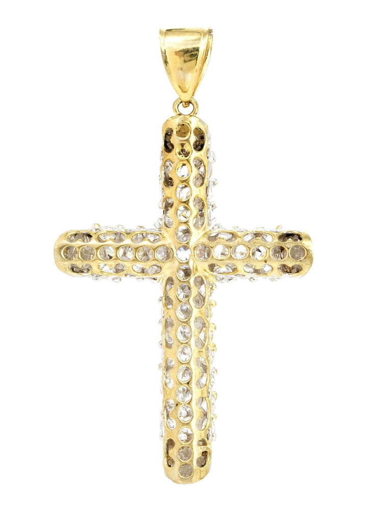 Big Gold Cross & Cz 10K Yellow Gold Pendant. | 14.7 Grams MEN'S PENDANTS FROST NYC 