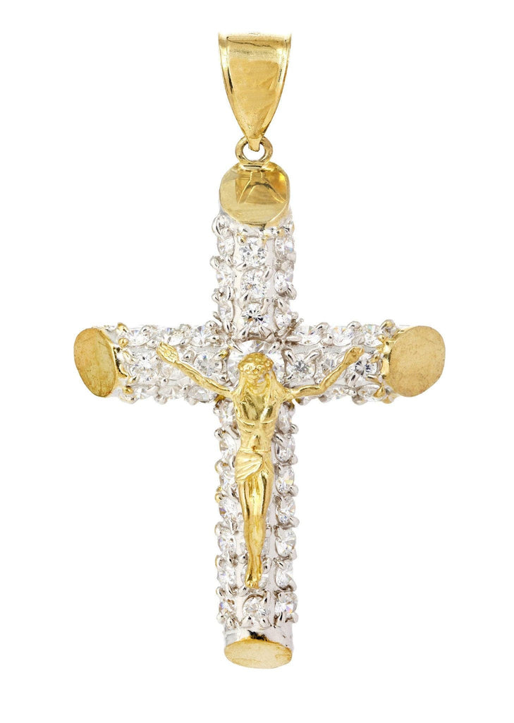 Big Gold Cross & Cz 10K Yellow Gold Pendant. | 14.7 Grams MEN'S PENDANTS FROST NYC 