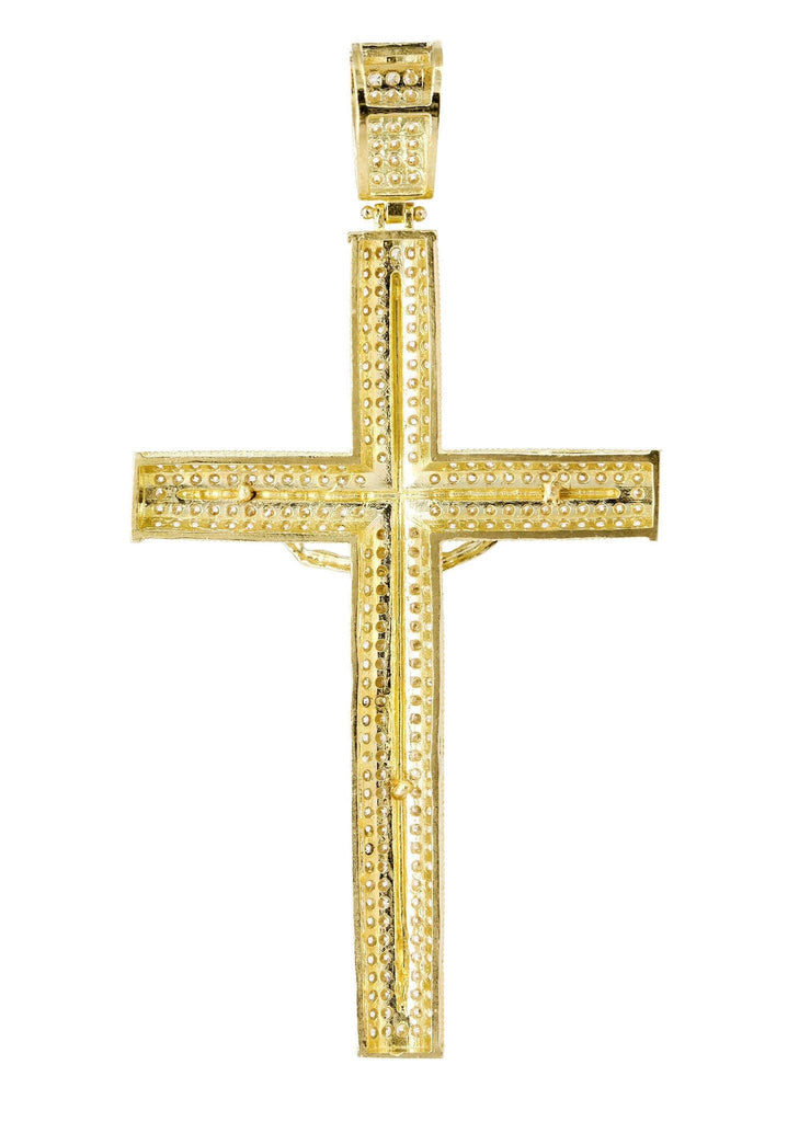 Big Gold Cross & Cz 10K Yellow Gold Pendant. | 9.1 Grams MEN'S PENDANTS FROST NYC 