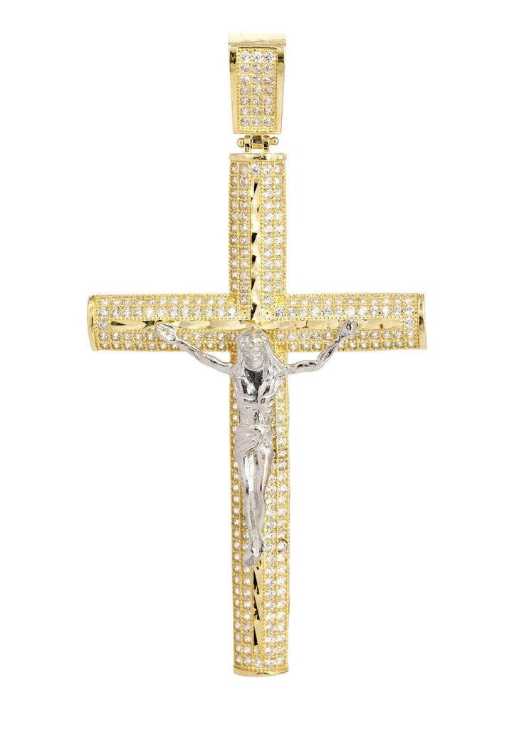 Big Gold Cross & Cz 10K Yellow Gold Pendant. | 9.1 Grams MEN'S PENDANTS FROST NYC 