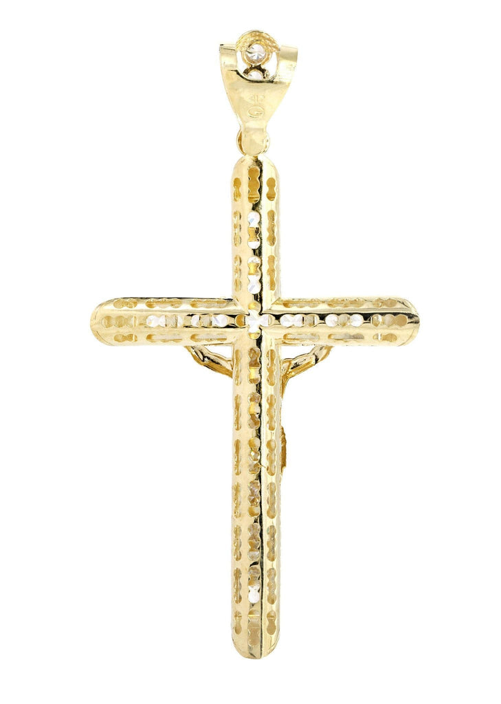 Big Gold Cross & Cz 10K Yellow Gold Pendant. | 16.9 Grams MEN'S PENDANTS FROST NYC 