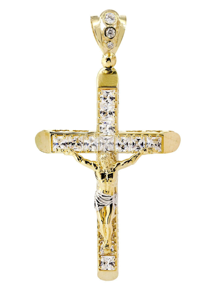 Big Gold Cross & Cz 10K Yellow Gold Pendant. | 16.9 Grams MEN'S PENDANTS FROST NYC 