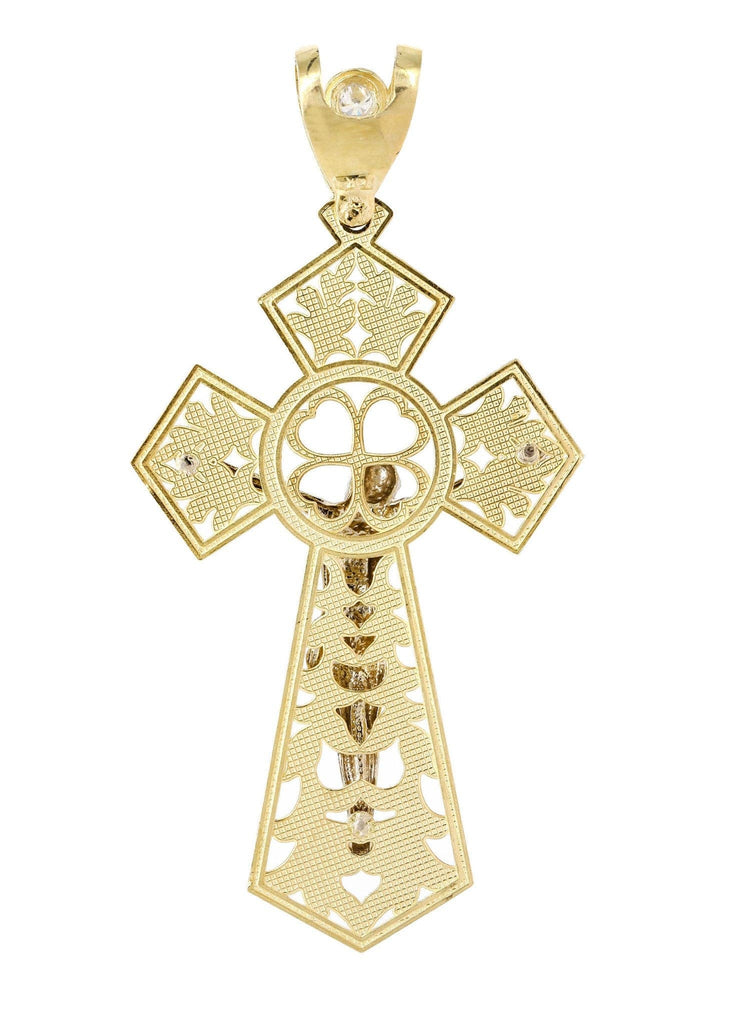 Big Gold Cross & Cz 10K Yellow Gold Pendant. | 16.7 Grams MEN'S PENDANTS FROST NYC 