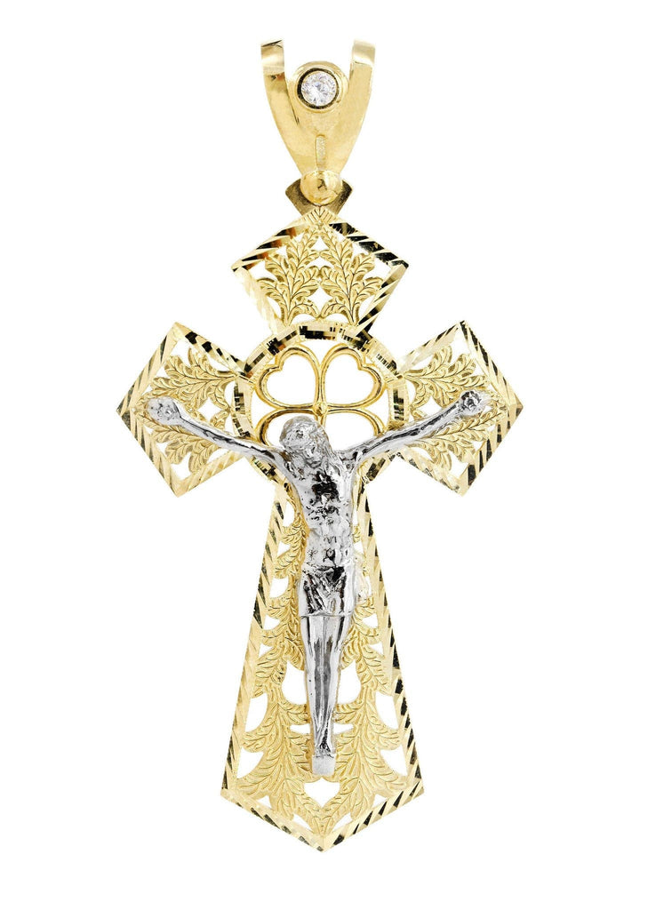 Big Gold Cross & Cz 10K Yellow Gold Pendant. | 16.7 Grams MEN'S PENDANTS FROST NYC 