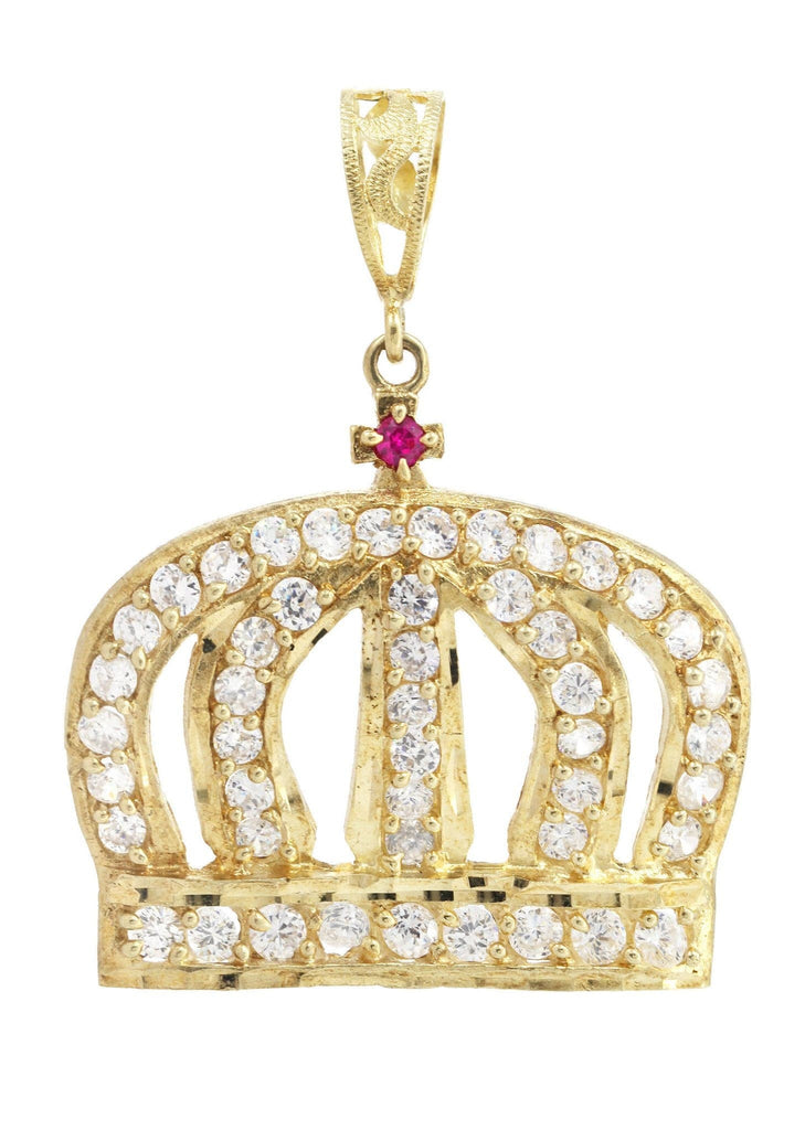 Big Crown & Cz 10K Yellow Gold Pendant. | 16.5 Grams MEN'S PENDANTS FROST NYC 